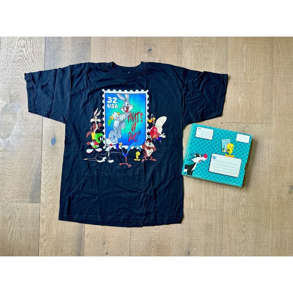 Vintage 90s Looney Tunes Stamp Collection T-Shirt XL NOS Deadstock with Box 1997